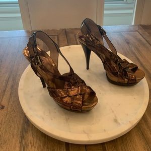 Gorgeous metallic bronze/brown strapless heels